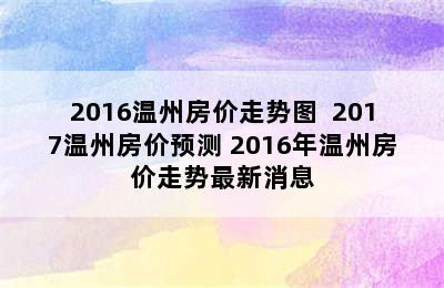 2016温州房价走势图  2017温州房价预测 2016年温州房价走势最新消息